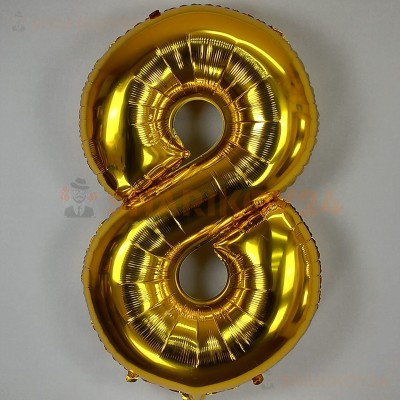 Шар (34''/86 см) Цифра, 8 ЭКО, Золото